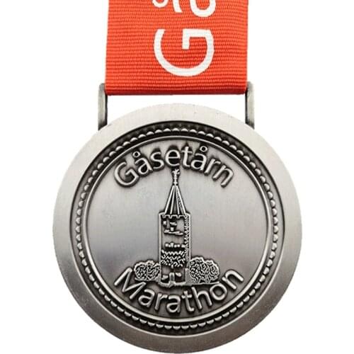 Zinc alloy Custom Antique Nickel 65mm Diameter Sports Marathon Medal