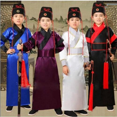 Children Chinese Hanfu Costume 4 Color Tang Ancient Chinese Costume for Boys Stage Clothes Cosplay Costumes