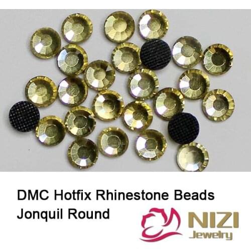 DMC Hotfix Rhinestones Jonquil Iron On Strass Round Flatback With Glue Backing Strass Diamonds For Wedding Dresses Decorations
