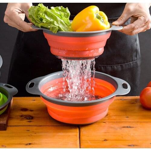 Food-Grade Collapsible Colander Silicone kitchen Strainer Folding Strainer Fruit Vegetable Wash Fold Drain basket