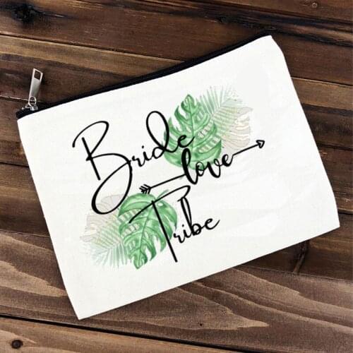 Elegant Bride Tribe Bridesmaid Makeup Bag garden Wedding engagement Bachelorette party bridal shower decoration Gift present