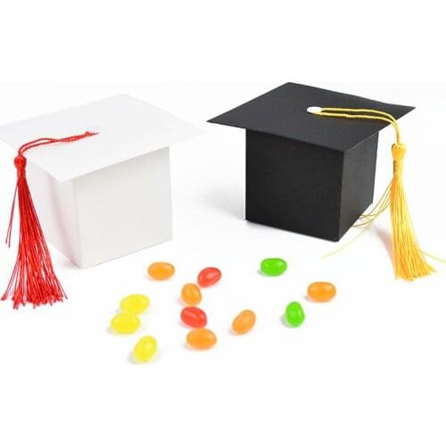 50pcs/lot Doctor Hat Cap Candy Box Graduation Celebration Party Decoration Candy Favor Boxes Graduation Gift Packing Box
