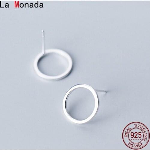 La Monada Round Circle 925 Silver Earrings For Women Minimalist Korean 925 Sterling Silver Earrings Stud Big Jewelry For Women
