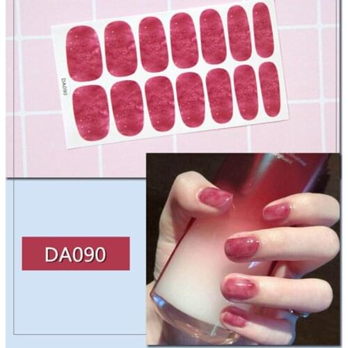 Hot Sale 14 Tips Nail Strips Colorful Nail Art Sticker Beauty Nails DIY Manicure Slider Nail Vinyls Adhesive Decals DA036-DA100