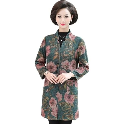 New 2020 Autumn Windbreaker Middle-aged and Elderly Womens Trench Coat Single-breasted Long Casual Outwear Plus size 5XL K1123