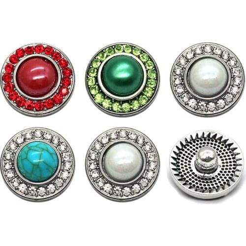 Wholesale w272 turquois 18mm rhinestone metal snap button for Bracelet Necklace Jewelry For Women jewelry Fashion accessories