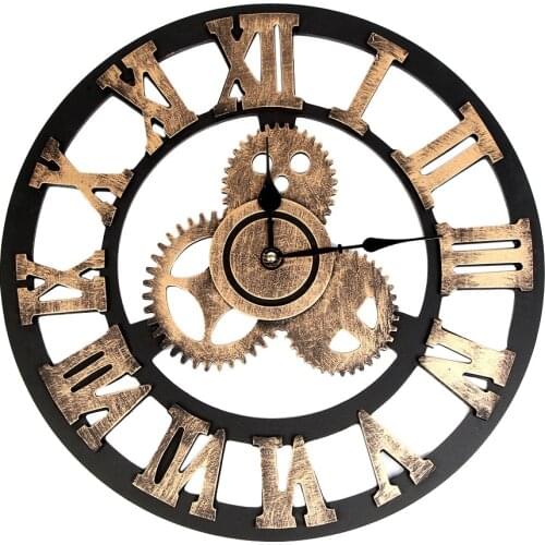 Industrial Style Vintage Clock European Steampunk Gear Wall Home Decoration
