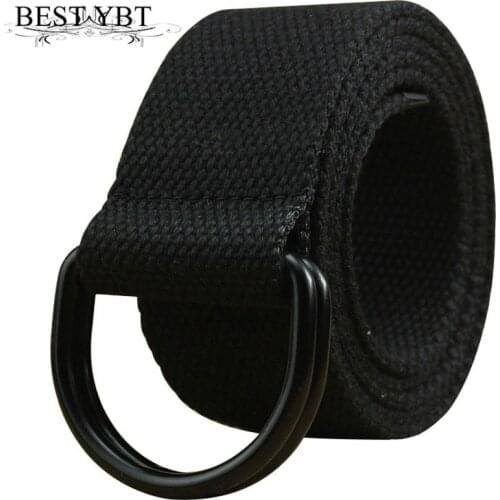 Best YBT Unisex Canvas Belt Alloy D-type Black Double Ring Buckle Belt Sport Famous Brand Designer Men And Women Belt