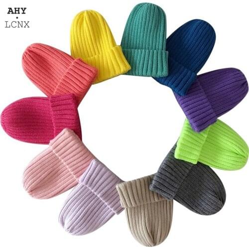Autumn Winter Baby Hats Beanie Candy Color Hat for Boys Girls Mother Kids Cap Family Warm Knitting Parent Children Hats