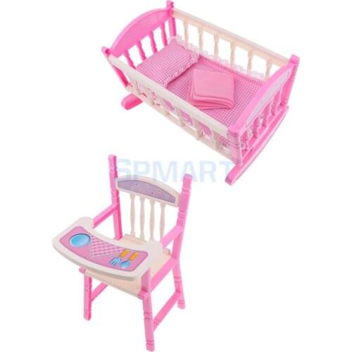 Foldable Doll Baby Toddler High Chair Doll Carrier Cradle Crib Playset for Reborn Doll for Mellchan Baby Dolls Accessories