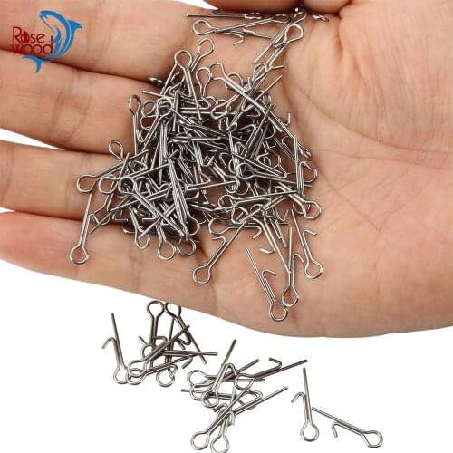 RoseWood Fishing Hook Connector Soft Bait Spring Centering Pins Fixed Latch Needle Spring Twist Crank Lock For Soft Lure 100pcs