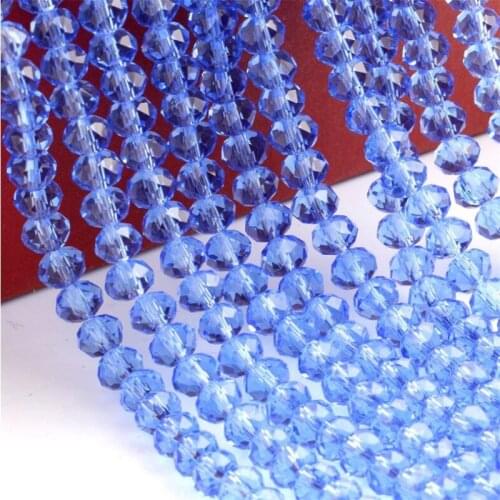 Loose 2mm-14mm Lt Sapphire Color Faceted Rondelle Glass Crystal Beads DIY Hand Craft For Clothing&Garment Art Decoration