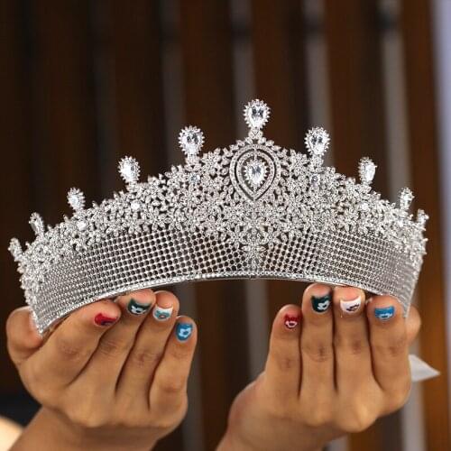 TIRIM Full Zirconia Wedding Crown Hair Jewelry Bridal Headpiece Woman Baroque Zirconia Crystal Tiaras Bride Party Crowns