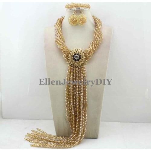 Splendid African Beads Jewelry Sets Nigerian Wedding African Crystal Beads Jewelry Set W11918