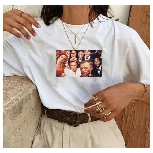 HAHAYULE-JBH Van Gogh And Monalisa Art t-shirt 2019 new Summer Fashion 100% Cotton Casual Funny Hipster Harajuku Unisex t-shirt