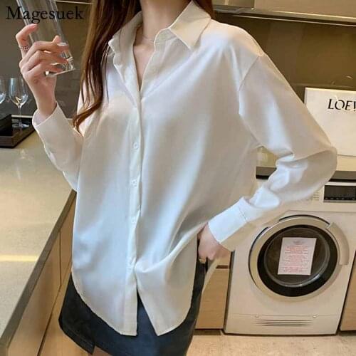 Casual Autumn Long Sleeve Womens Blouse Polo Chiffon Shirts Office Lady Loose Long Tops 2020 Solid Color Bottoming Shirt 12656