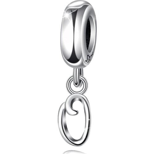 Eudora new 925 Sterling Silver Letter O Alphabet Beads Fit Charm Bracelets Bangles Women DIY Polished silver Jewelry for girl