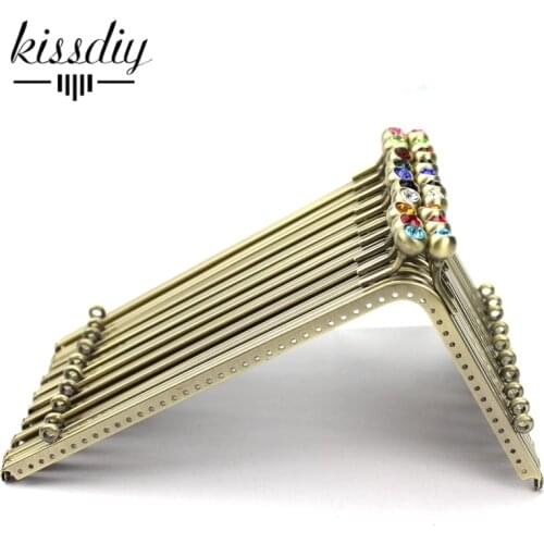 18.5*11 L shape Smooth bronze Right Angle crystal Gemstone Coins Purse Frames Metal Kiss Clasp Bags 10 pcs/lot
