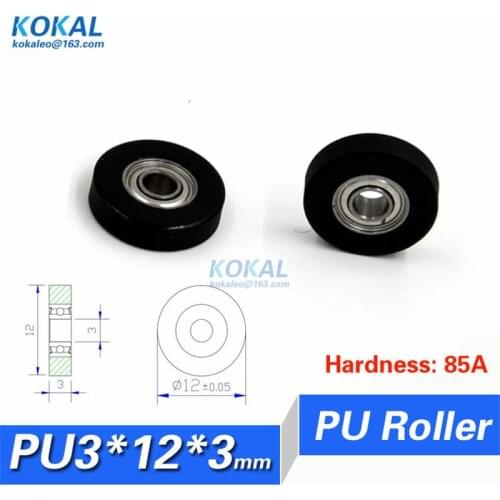 [PU0312-3]Free shipping 10PCS PU Polyurethane ball bearing roller wheel low noise 85A hardness counter roller