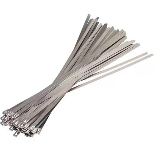 100PCS 4.6x300mm Stainless Steel Metal Cable Tie Zip Wrap Exhaust Heat Straps Induction Pipe Header 200-150mm 300mm