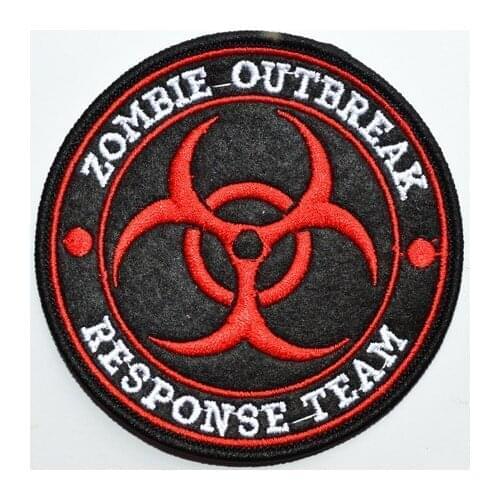 HUNTER - " ZOMBIE OUTBREAK RESPONSE TEAM " - IRON ON PATCH - BIOHAZARD (Size is about 8.5cm)