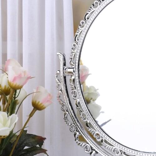2 Sides Makeup Mirror Stand Table Cosmetic Mirror Plastic Dresser Mirrors Tools 652C