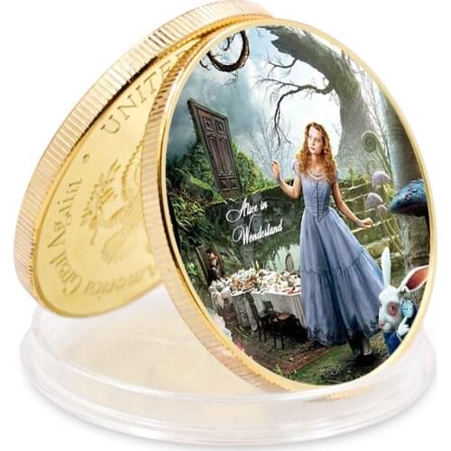 2021 New Year Gift Alice Gold Plated Coin Art Ornament Holiday Gift Art Craft Gift Business Gift