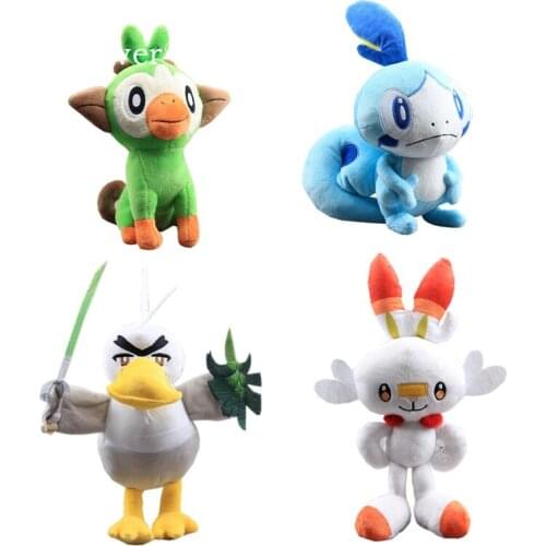 4 Styles NEW Grookey Lovely Scorbunny Plush Toy Sirfetch'd Sobble 21-36 cm Kawaii Soft Stuffed Animals