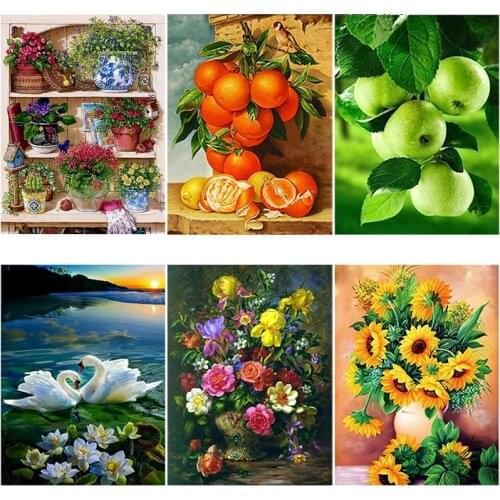 DIY 5D Diamond Painting Fruit Diamond Embroidery Full Round Drill Mosaic Picture Rhinestone Cross Stitch Kitchen Wall Home Decor