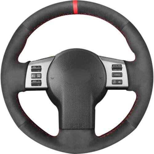 Black Suede Red Marker Car Steering Wheel Cover for Infiniti FX FX35 FX45 2003-2008 Nissan 350Z 2003-2009