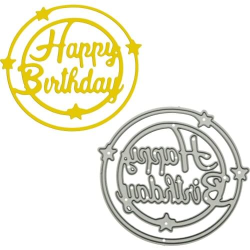 Happy Birthday with Circle Pattern Metal Cutting Dies Craft Paper Cutter Mold For DIY Birthday Invitation Card
