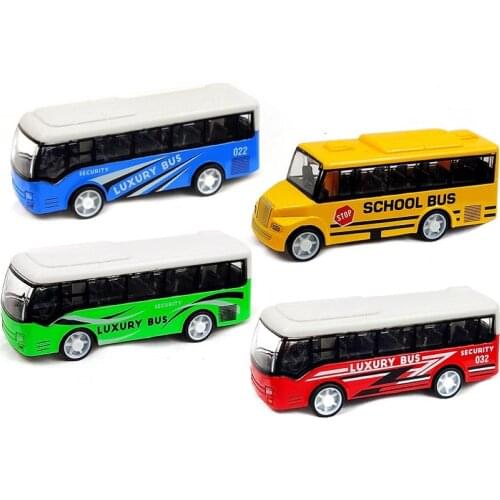 Kid Mini Simulation Pull Back School Luxury Bus Model Collectible Toy Desk Decor
