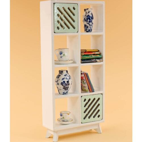 G05-X5180 children gift Toy 1:12 Dollhouse mini ob11 Miniature rement wooden 8 grid shelf bookcase drawer 1pcs