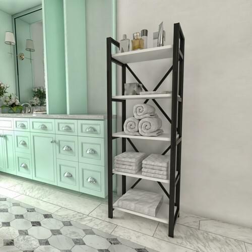 UBBU Home Minimalist Metal Multi-Purpose Bathroom Rack White Black