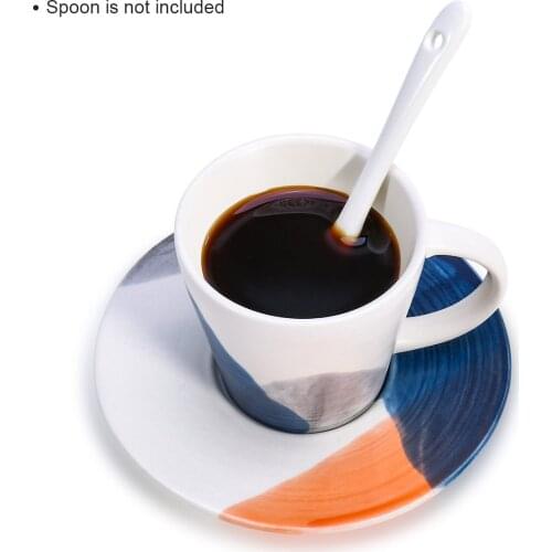 TOOARTS Porcelain Coffeeware Ceramic Cup and Saucer Set Simple Coffee Cup Set with Saucer Microwave Safe Coffee Espresso Cup