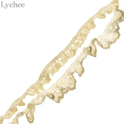 Lychee Life 5 Yards Cotton Elastic Lace Trim For Wedding Dress Crochet Stretch Lace Trim Ribbon Wedding Party Supplies