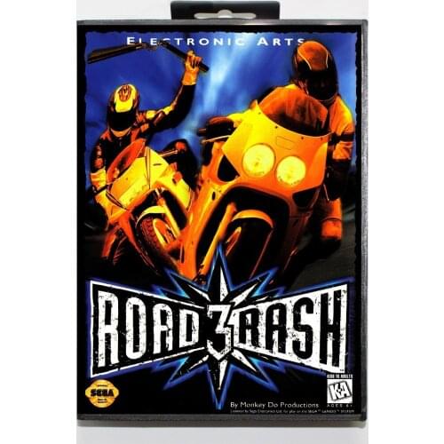 Road Rash 3 Tour De Force Game Cartridge 16 bit MD Game Card With Retail Box For Sega Mega Drive For Genesis