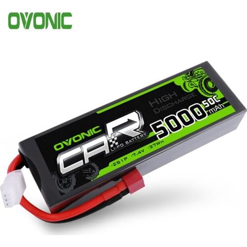 OVONIC 50C 2S 7.4V 5000mAh LiPo Battery 21# HardCase With Dean Plug For 1/10 RC Car truck HPI MST AE