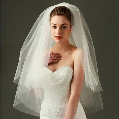 In Fashion Elegant Tulle Wedding Dress Veils Fluffy Mesh White Multi Layer Bridal Hair Veil Comb Bride Fairy Marriage Accessory