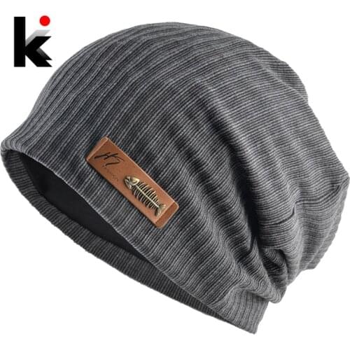 Fashion Beanies Men Women Solid Knitted Hat With Fish Bone Logo Solid Color Bonnet Hats Spring Autumn Casual Hip Hop Turban Cap