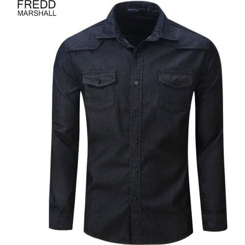 Mens Denim Shirt New Dress Shirts Male Long Sleeve Jeans Striped and Chenked Shirt Classic Fashion Casual Polka Dot Tops