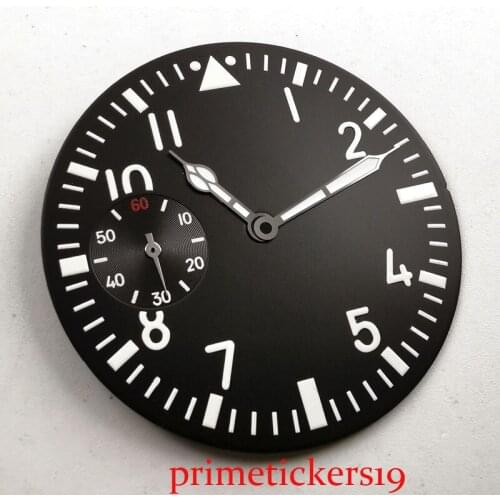 Casual 38.9mm black dial white markers fit 6498 hand winding movement Mens Watch dial + hands