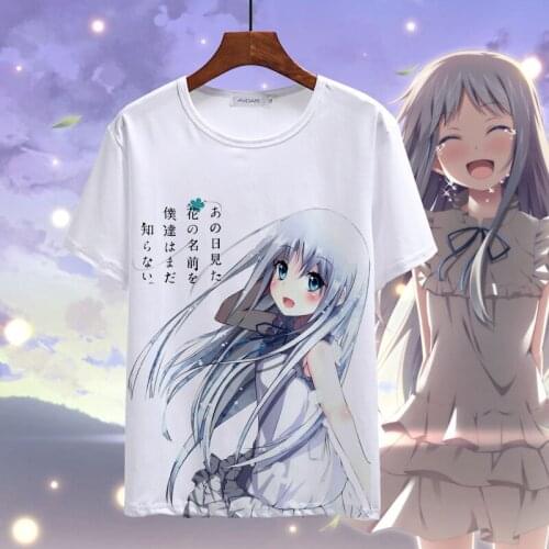 We still don't know the name of the flower we saw that day Cosplay Honma Meiko Summer T-Shirt Cartoon Print T Shirt Top Tee