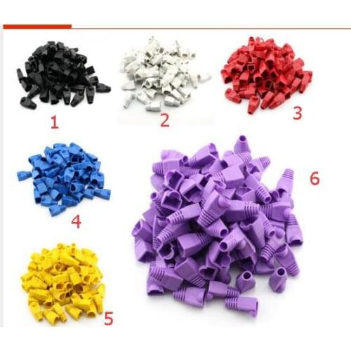 New 6 colors 100x RJ45 Cat6 Cat5E Plugs Ethernet Network Cable Strain Relief Boots RJ45 Plugs Socket Boot Caps RJ-45 Connector