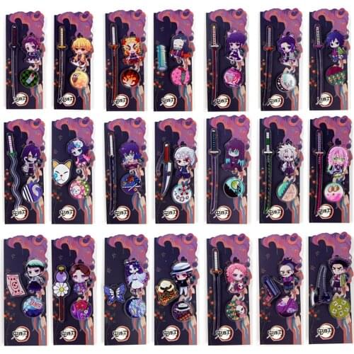 Wholesale 21Set Anime Demon Slayer Acrylic Brooch Kimetsu no Yaiba Tanjirou Nezuko Badge Pins Jeweley