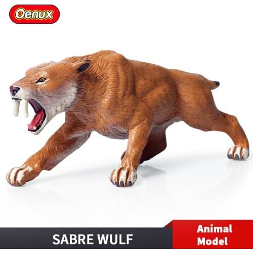 Oenux Original Wild Animals Saber-toothed Tiger Simulation Model Cat Tiger Action Figure PVC High Quality Lifelike Kids Toy Gift