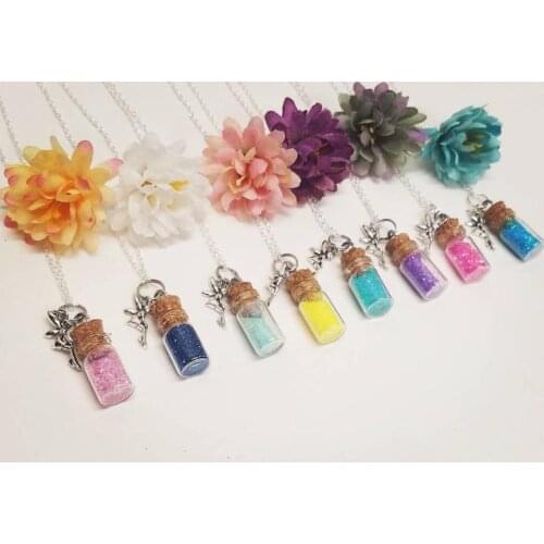 Girls Necklace, Pixie Dust, Charm Necklace, Custom Color Necklace, Kids Jewelry, Flower Girl Necklace, Fairy Dust Necklace
