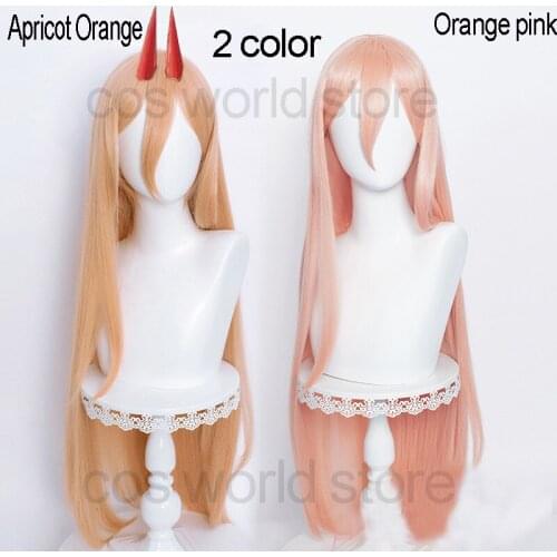 Anime Chainsaw Man Power Cosplay Wig 100cm Long Straight Synthetic Hair Two Color Heat Resistance Wig Cap Halloween Roal Play