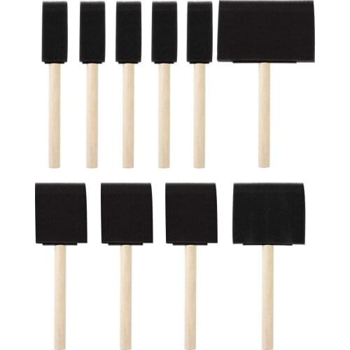 Foam Brush Painting Sponge Tool with Hardwood Handles Pack of 10