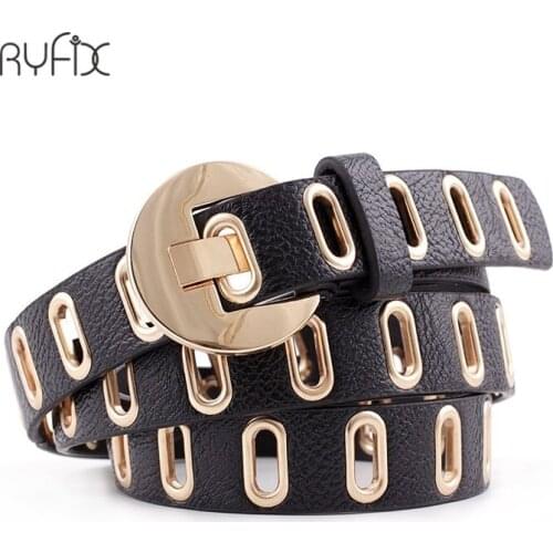 RYFIX 2021 New Fashion Women Belt Adjustable Hole Punk Belts for Women Alloy Pin Buckle Leather Belt for Pants Dresses Femme